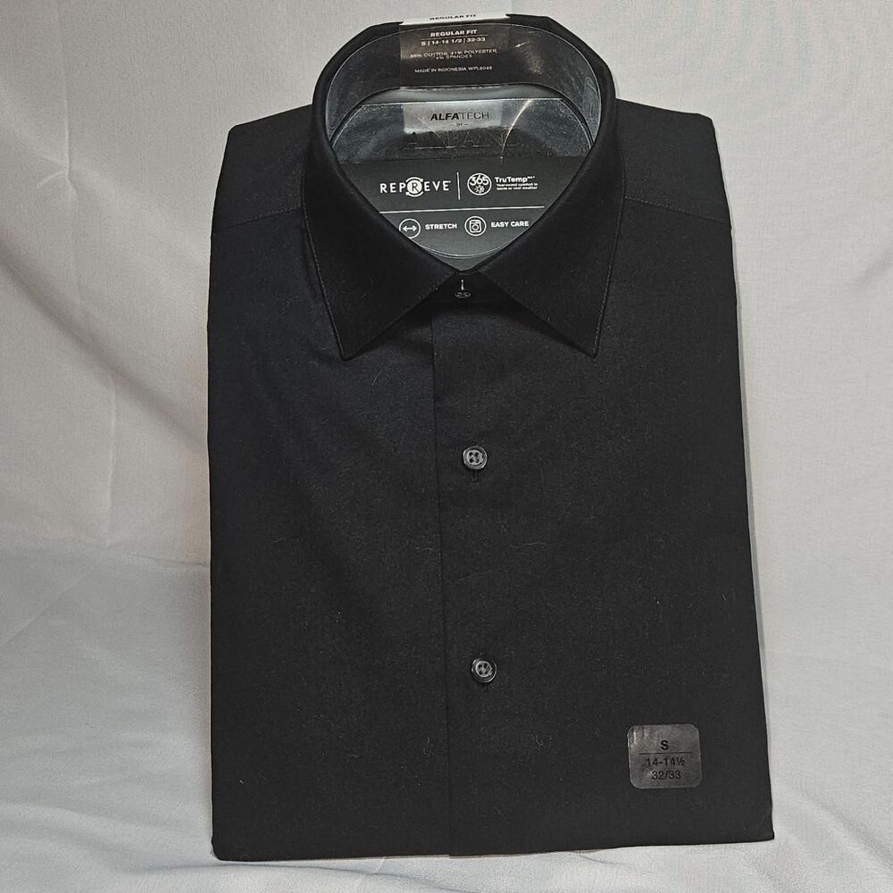 Alfani ALFATECH Black Stretch Dress Shirt | Men’s Small